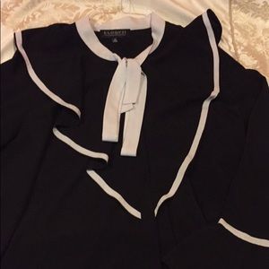 Eloquii bow tie and ruffled sleeves button down